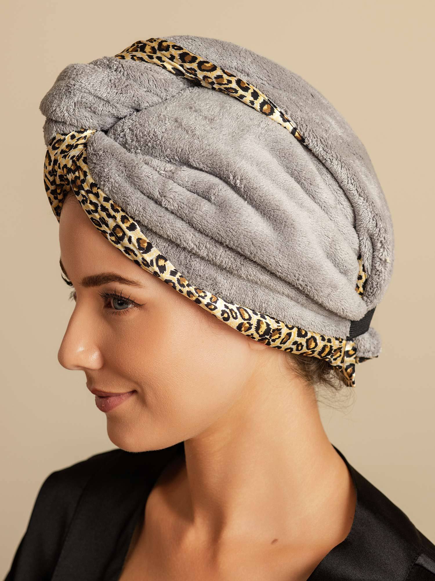 [Leopard] SilkSilky-FR Soie Hair Towel Wrap 002,