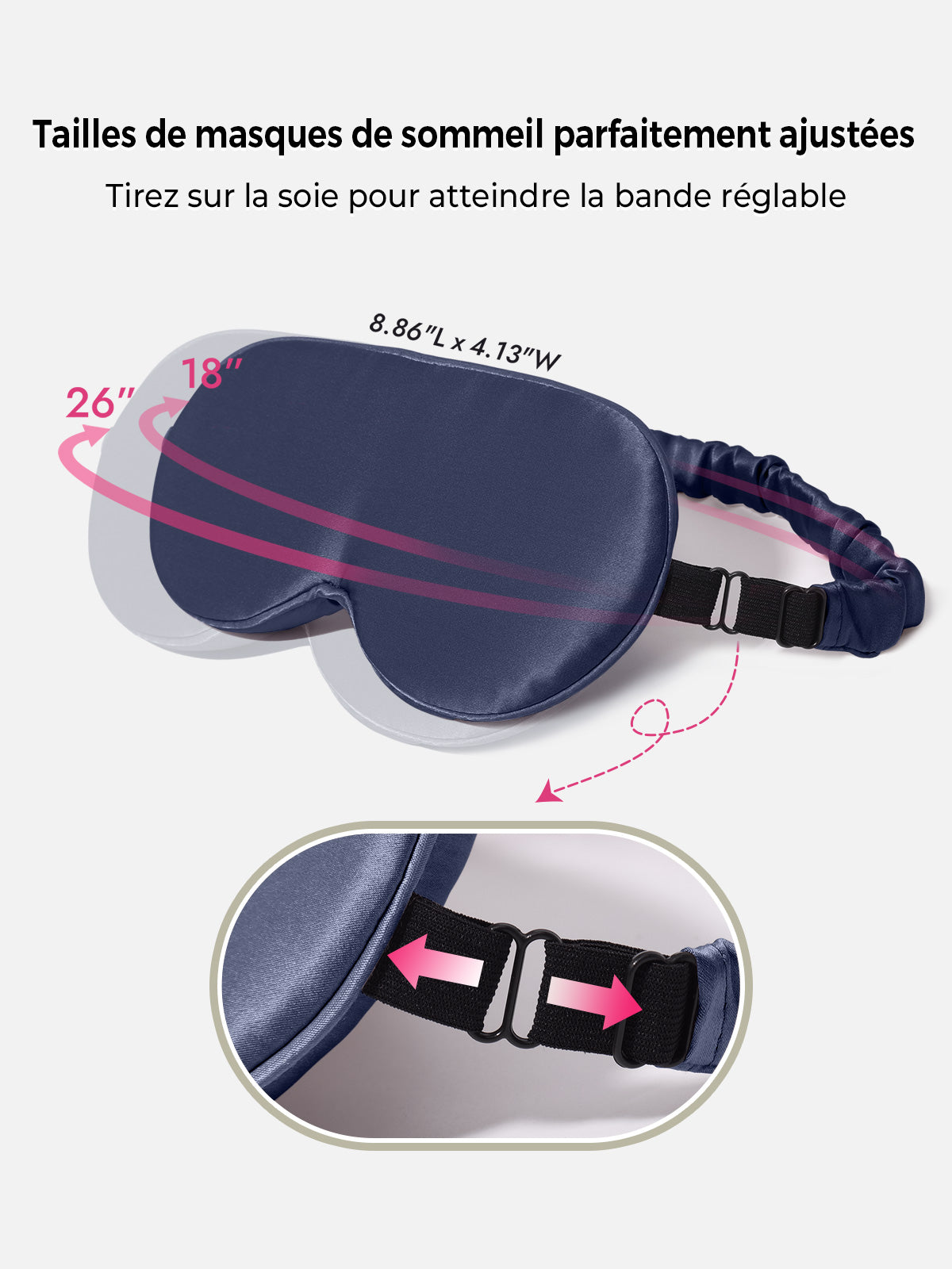 [Bleu Foncé] SilkSilky-FR Soie Eye Mask 004