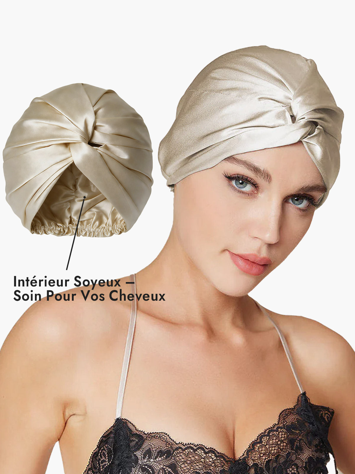 [Beige] SilkSilky-FR Bonnets de Nuit 004