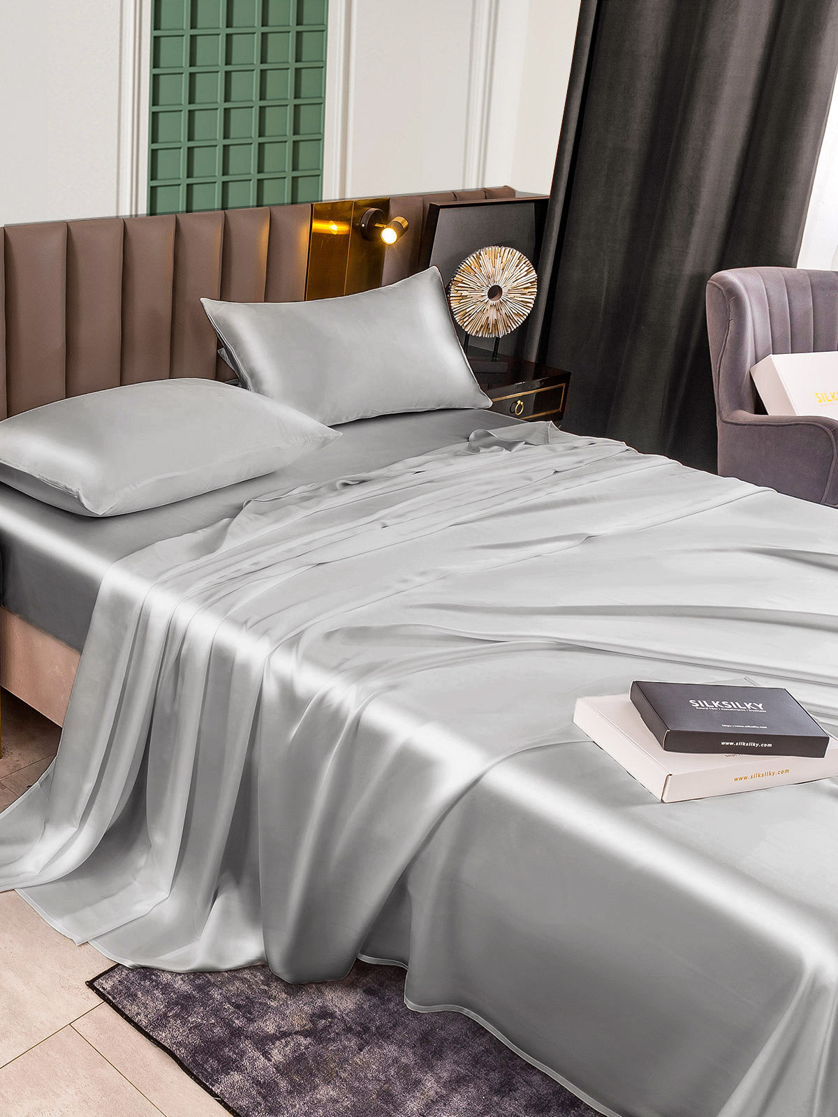 [Argent] SilkSilky-FR 25Momme Pure Soie Bedding Set 005