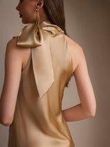 [Champagne] SilkSilky-FR Sleeveless Tie Neck Robes 002