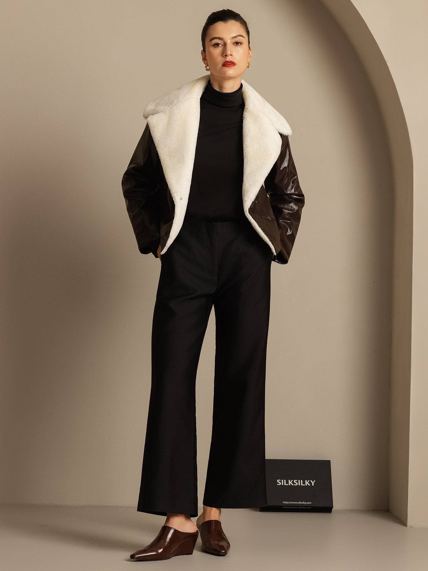 [Noir] SilkSilky-FR 32Momme Soie Womens Pants 006,