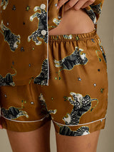 [Lion Brun] SilkSilky-FR Short Sleeve Notch Collar Femme Pyjamas 006