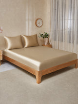 [Beige+Kaki] SilkSilky-FR Parure de Lit Soie 001