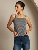 [Rayure Noire] SilkSilky-FR Fines Brides Square Neck Top À Fines Brides 005