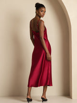 [Rouge Vineux] SilkSilky-FR Sleeveless V Neck Robes 002