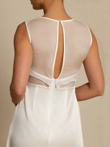 [Blanc] SilkSilky-FR Sleeveless Illusion Neck Robes 006