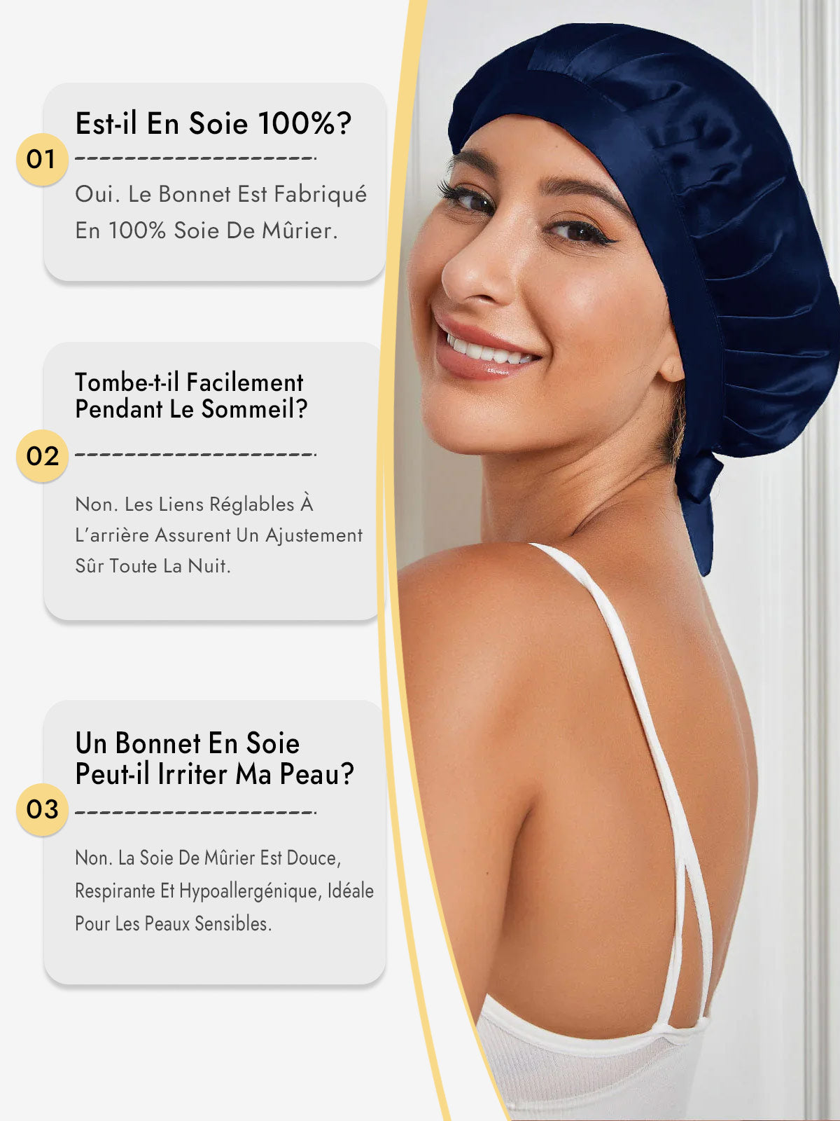 [Bleu Foncé] SilkSilky-FR Bonnets de Nuit 005