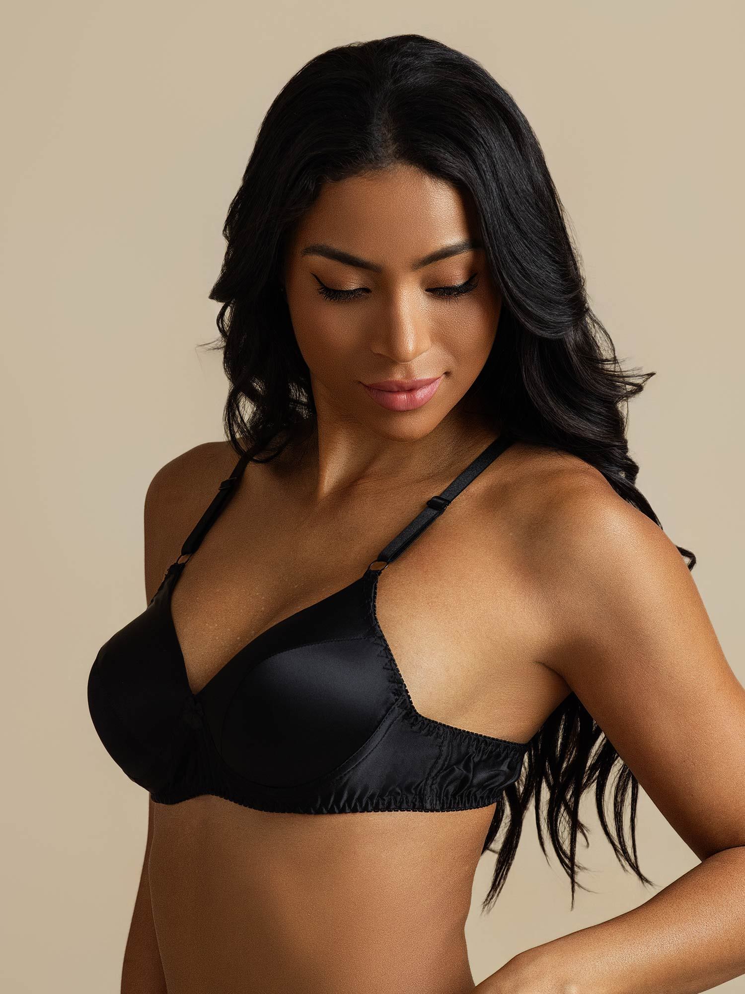 [Noir] SilkSilky-FR Soie Bra 007,