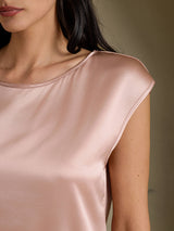 [Toscane] SilkSilky-FR Cap Sleeve Round Neck Femme T-Shirt 004