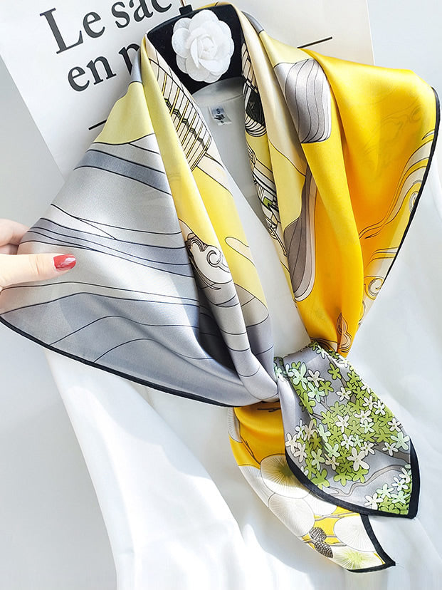 SilkSilky FR Pure Soie Scarf Jaune 001