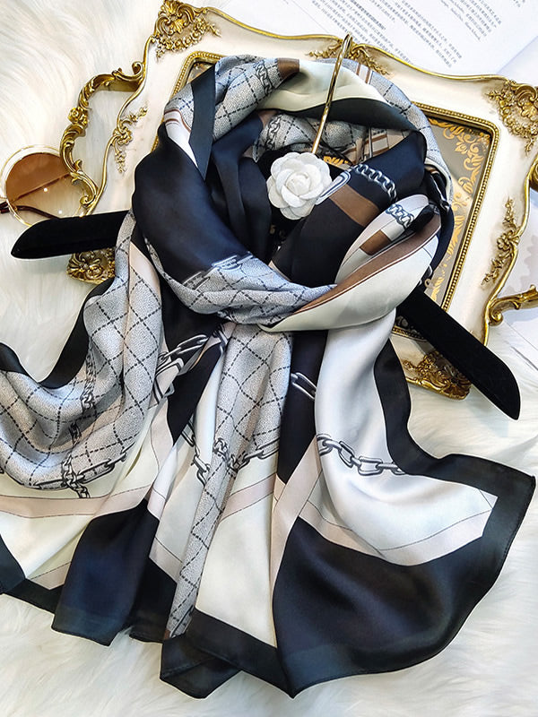 SilkSilky FR Pure Soie Scarf Noir 001