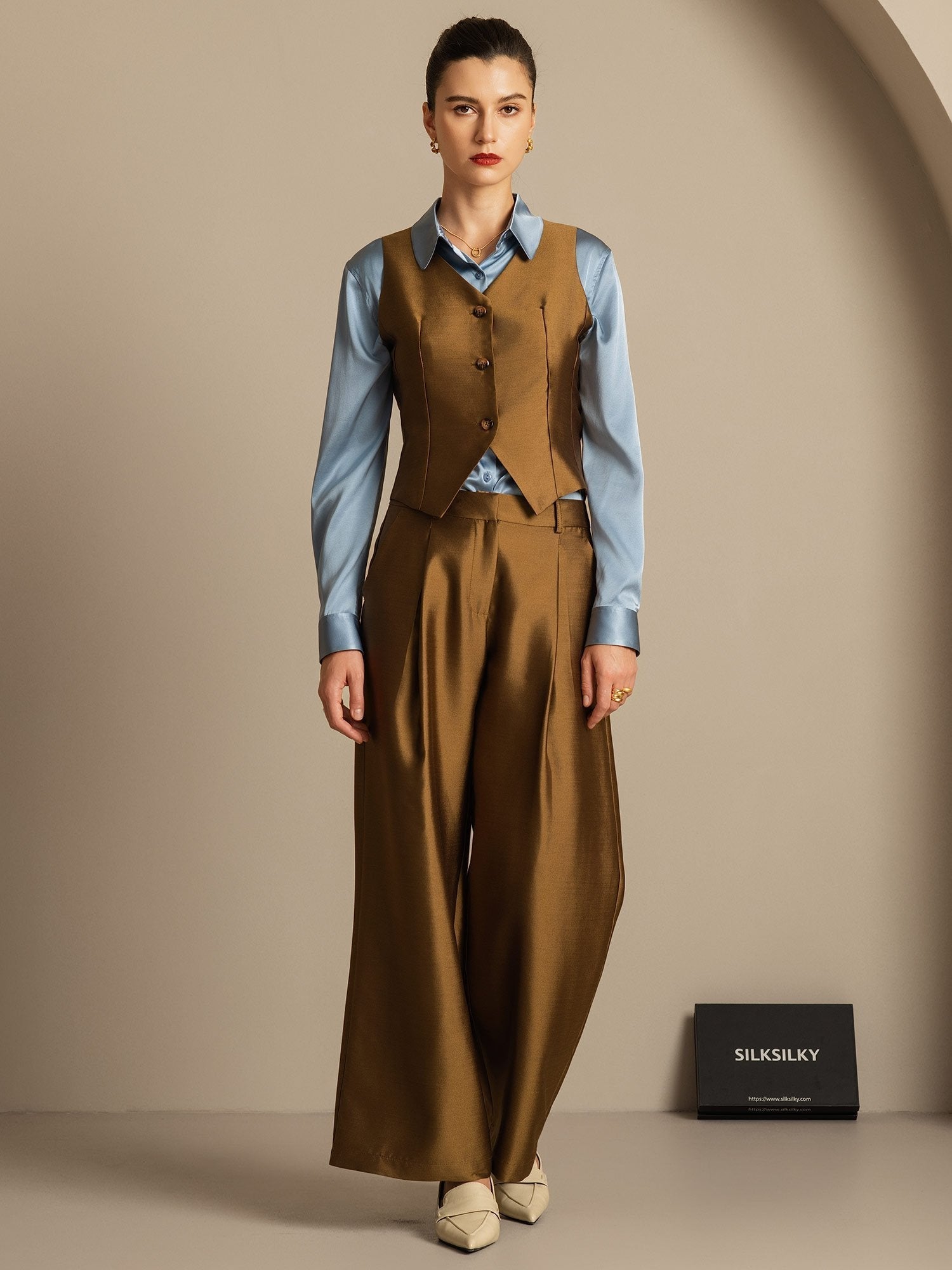 [Bronze] SilkSilky-FR 32Momme Soie Womens Vest 001,