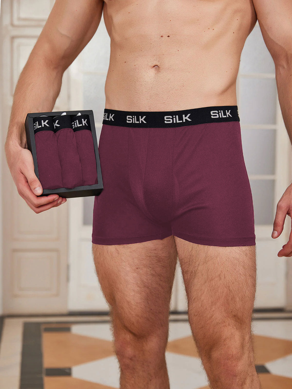 Lot de 3 Boxers Homme Ultra Doux Confortables en Soie Pure