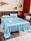 SilkSilky FR 19Momme Pure Soie Bedding Set BleuClair 004