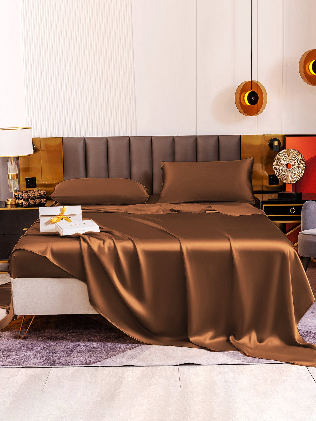 [Café] SilkSilky-FR 19Momme Pure Silk Bedding Set 005