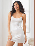 SilkSilky FR Silk Knitted Sleeveless Nightgown Blanc 004