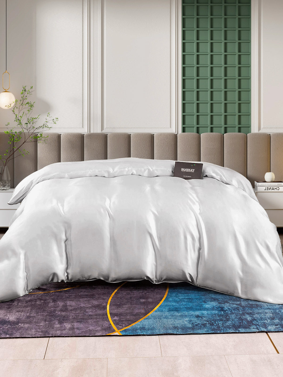 SilkSilky-FR 25Momme Pure Soie Duvet Cover Argent 003