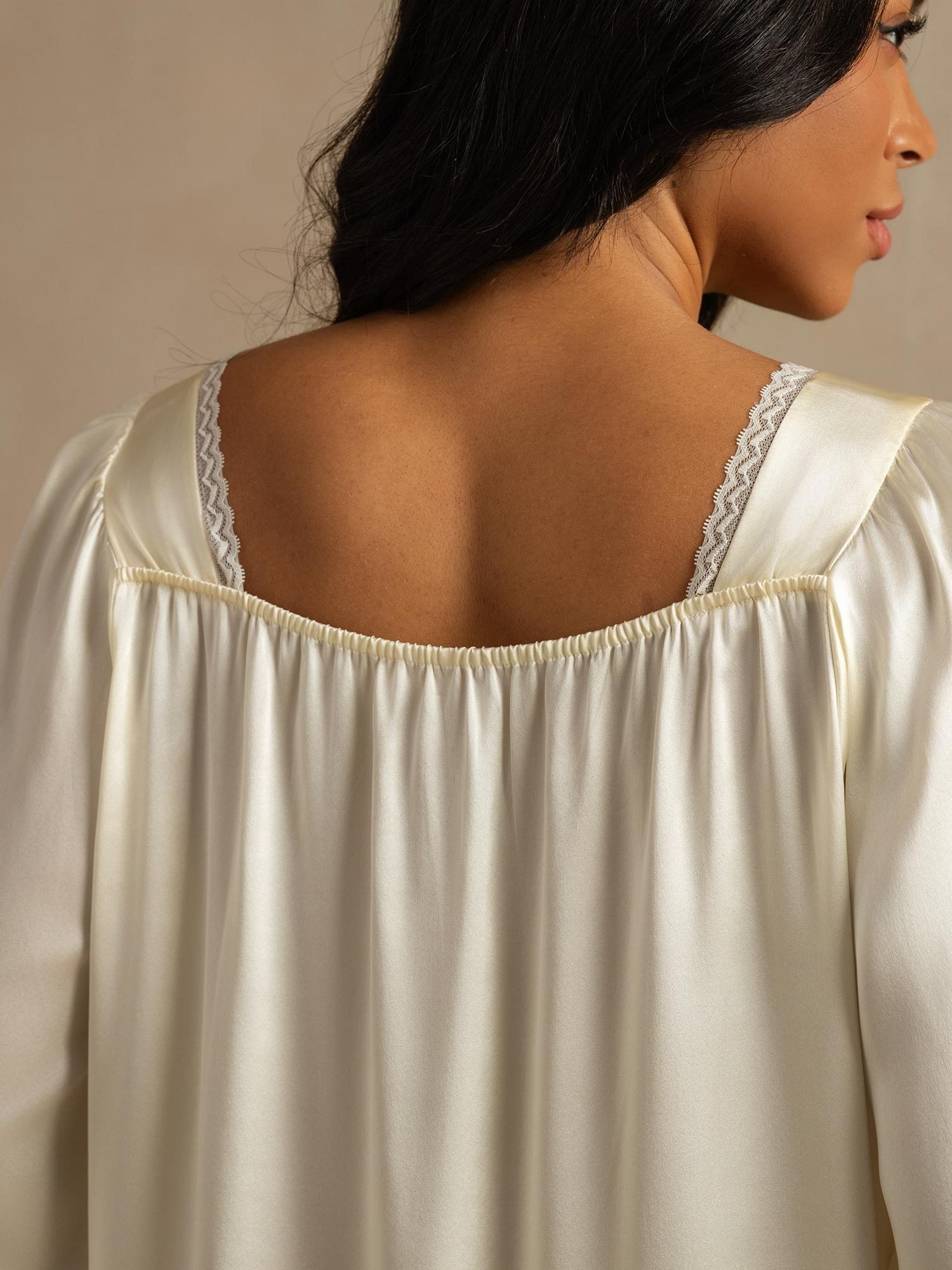 [Blanc] SilkSilky-FR Soie Nightgown 005