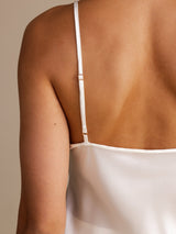 [Blanc] SilkSilky-FR Sleeveless V Neck Top À Fines Brides 004