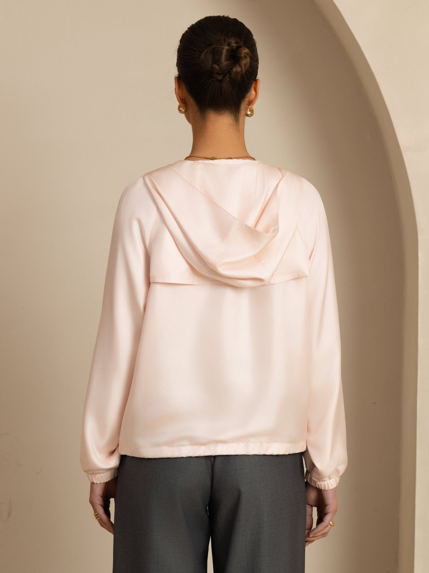 [Rose] SilkSilky-FR Manches longues Col Haut Femme Manteaux 002