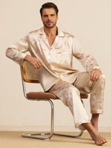 [Champagne] SilkSilky-FR Long Sleeve Lapel Collar Homme Pyjamas 001
