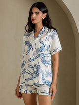 [Girafe Blanche] SilkSilky-FR Short Sleeve Notch Collar Femme Pyjamas 005