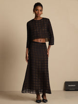 [Noir] SilkSilky-FR Soie Manches longues Col Rond Women''s Outfit Sets 001