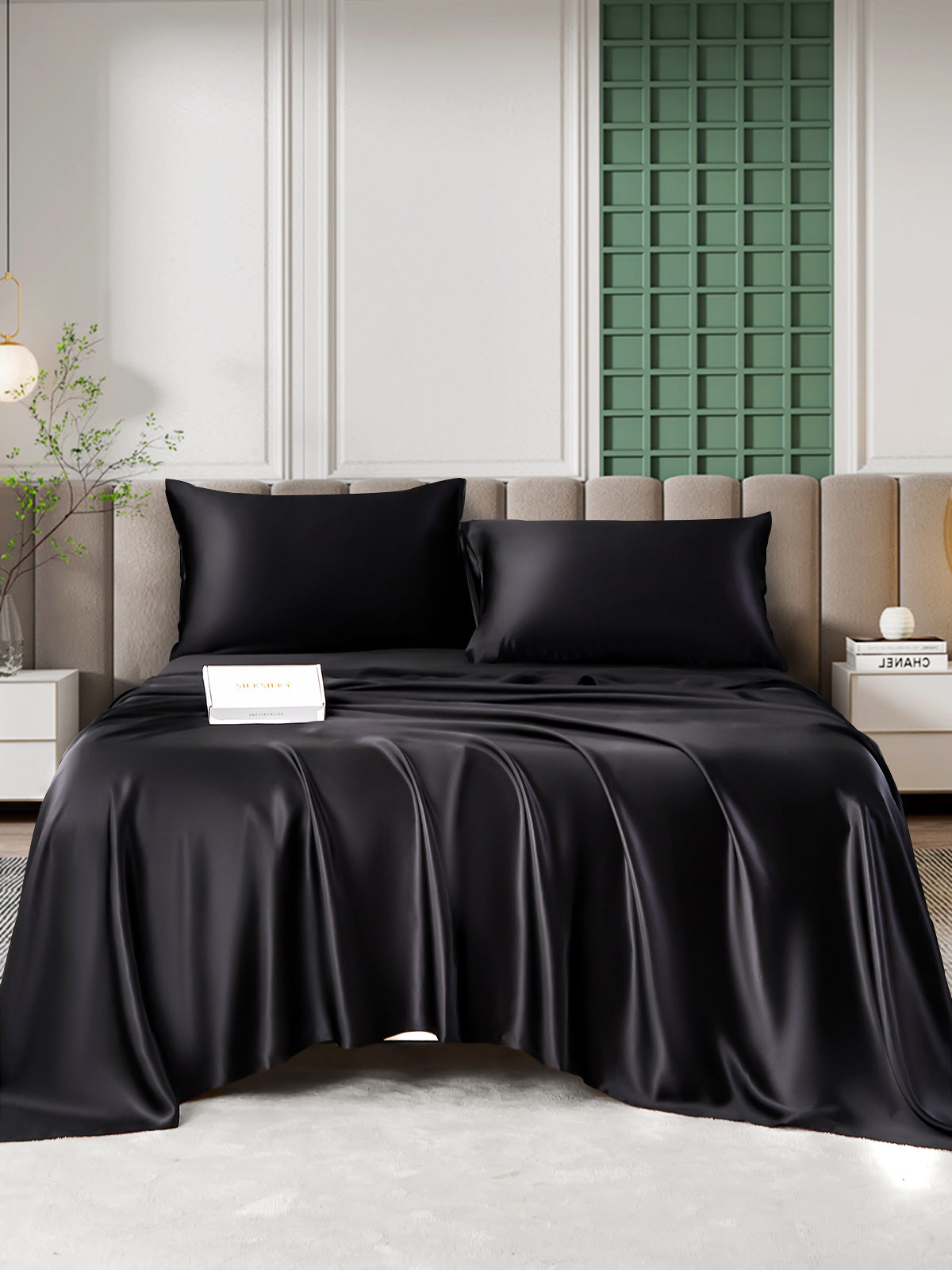 [Noir] SilkSilky-FR 25Momme Pure Soie Bedding Set 004