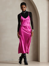 [Rose Rouge] SilkSilky-FR Sleeveless V Neck Robes 006