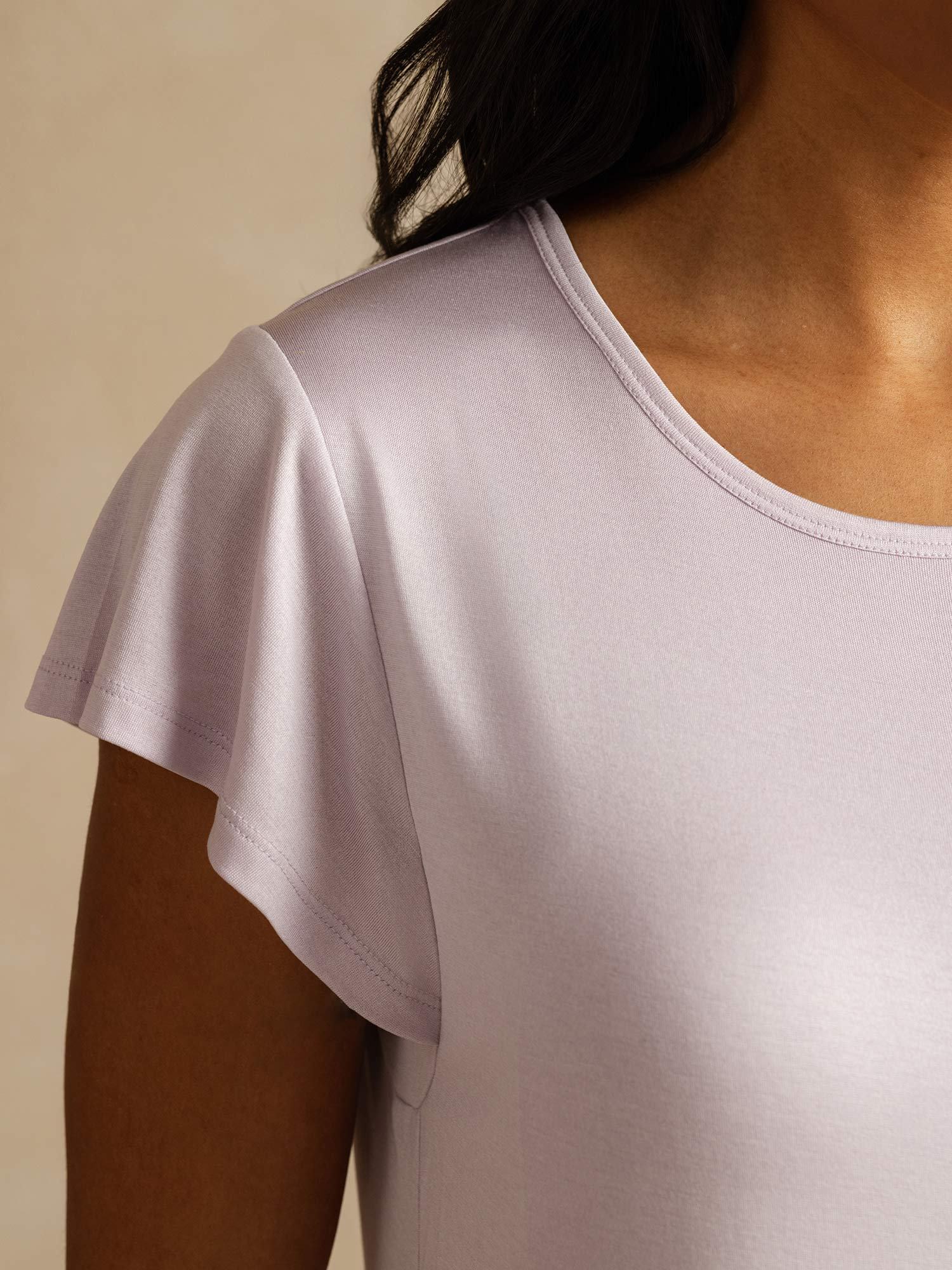 [Lavande] SilkSilky-FR Soie Col Rond Chemises de nuit 004