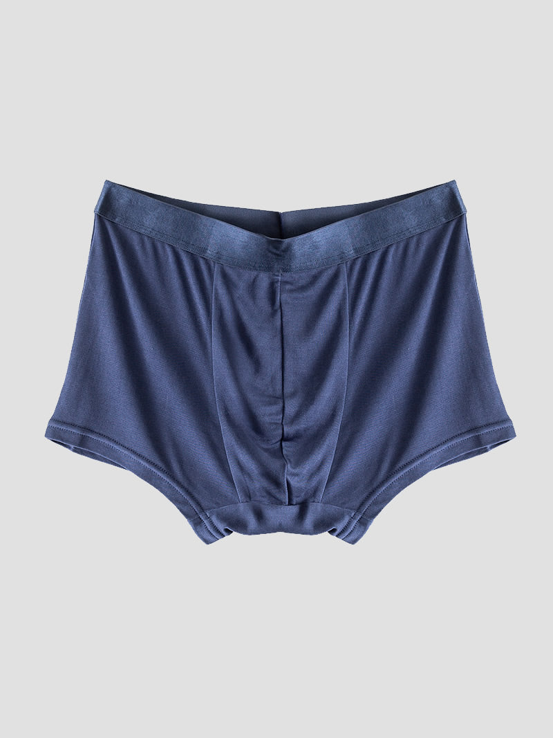 [Bleu Foncé] SilkSilky-FR Pure Soie Mens Underwear 006
