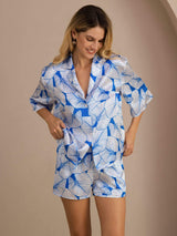 [Feuille de Glace] SilkSilky-FR Short Sleeve Notch Collar Femme Pyjamas 003