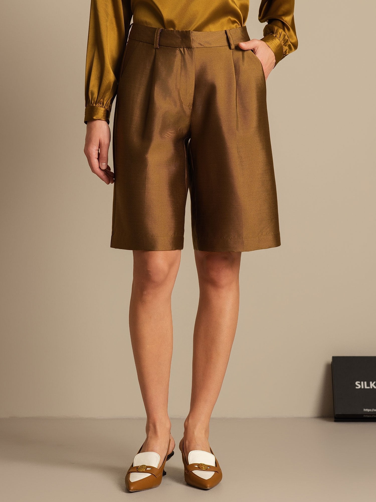 [Bronze] SilkSilky-FR 32Momme Soie Womens Shorts 003,