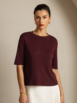 [Vin De Windsor] SilkSilky-FR Half Sleeve Crew Neck Femme T-Shirt 003
