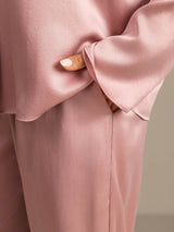 [Peau De Pêche] SilkSilky-FR 19Momme Manches longues Col Cranté Femme Pyjamas 004