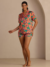 [Éléphant Argile] SilkSilky-FR Short Sleeve Lapel Collar Femme Pyjamas 006