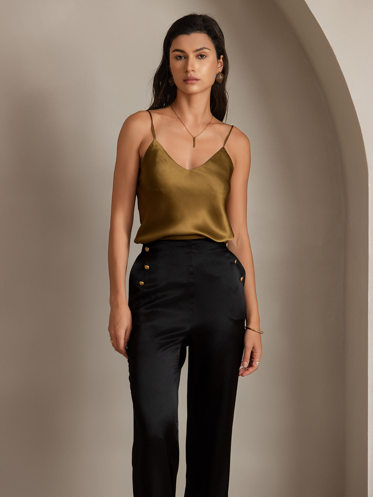 [Noir] SilkSilky-FR 19Momme Soie Womens Pants 006