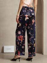 [Floral Marine] SilkSilky-FR 19Momme Soie Womens Pants 002