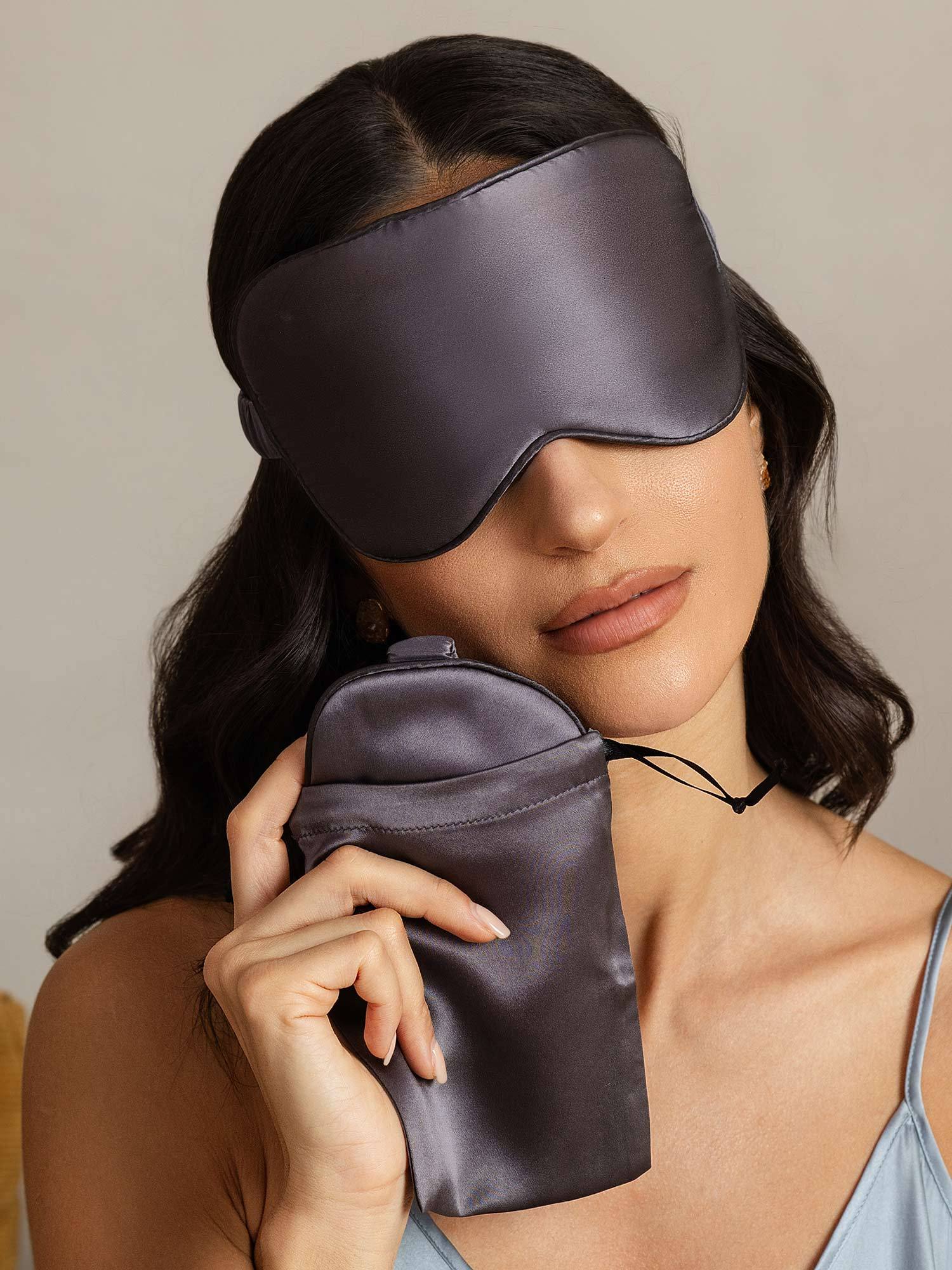 [GrisFoncé] SilkSilky-FR Soie Eye Mask 002