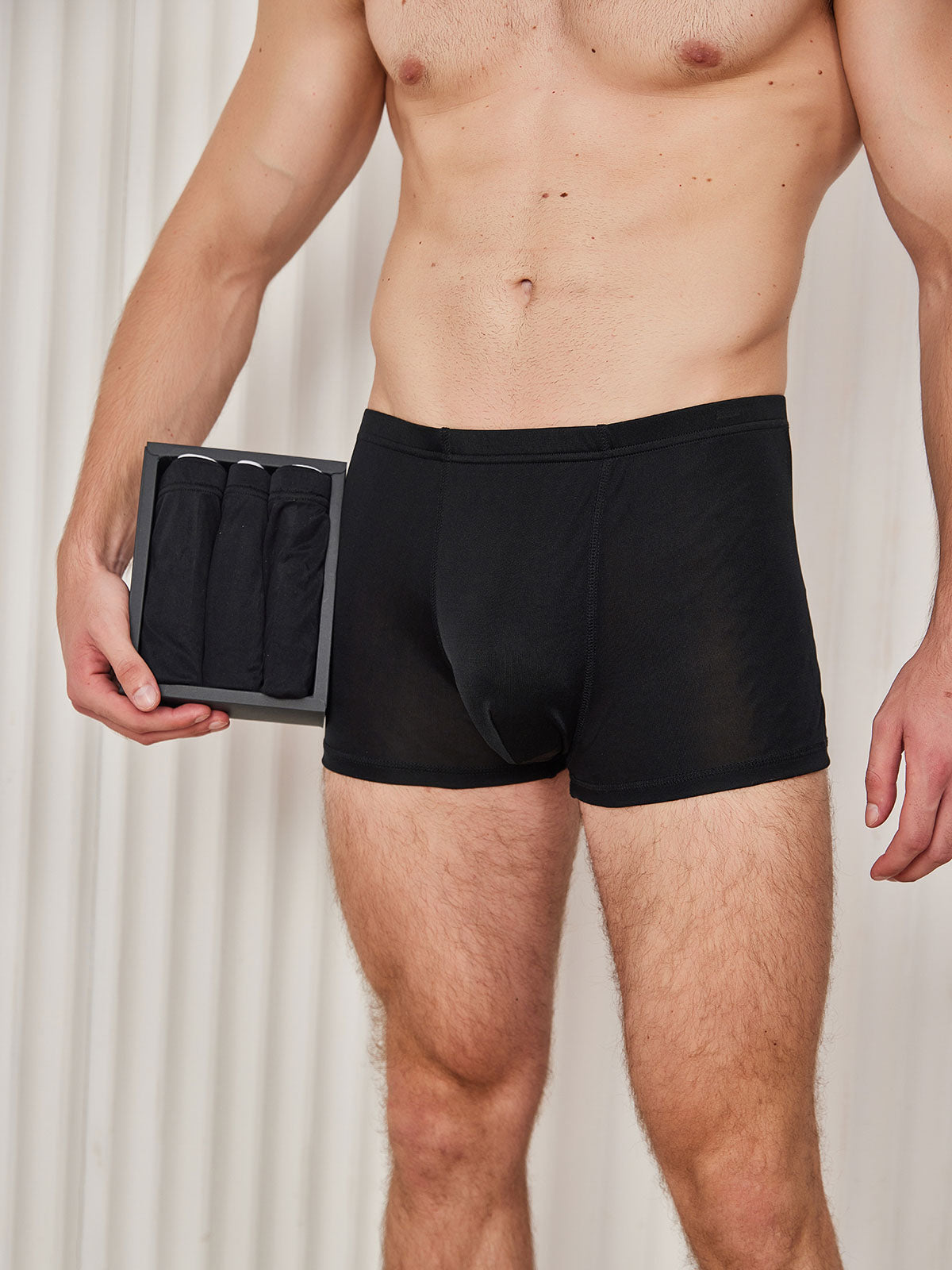 [Noir] SilkSilky-FR Pure Soie Mens Underwear 001
