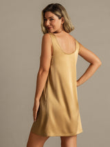 [Tan] SilkSilky-FR 19Momme Sans manches Encolure Dégagée Chemises de nuit 002