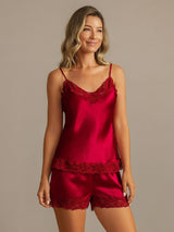 [Rouge Vineux] SilkSilky-FR Sleeveless V Neck Ensemble Camisole 004