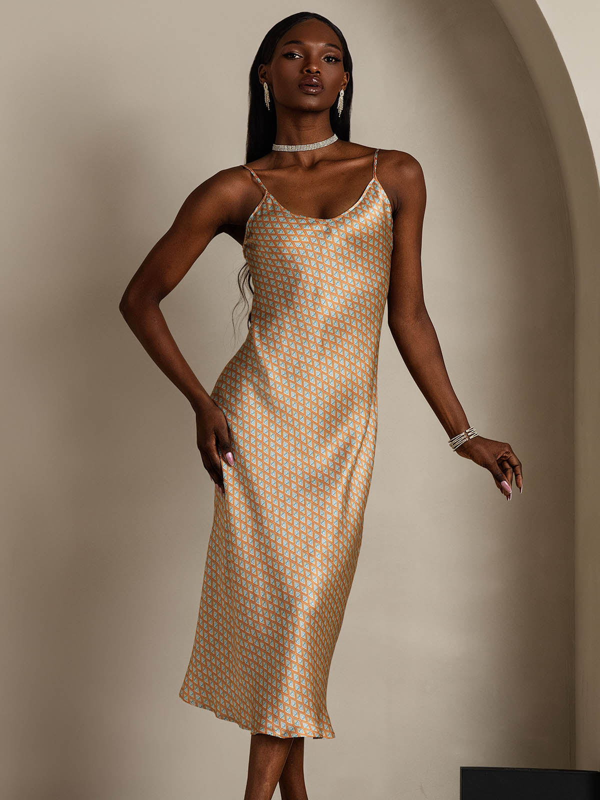 [Floral] SilkSilky-FR Pure Soie Col Bateau Chemises de nuit 004