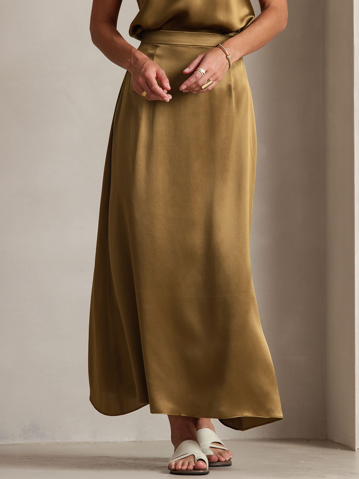 [Brun] SilkSilky-FR 19Momme Soie Skirt 003