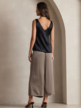 [Noir] SilkSilky-FR Sleeveless V Neck Top À Fines Brides 002