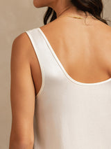 [Blanc] SilkSilky-FR 19Momme Sans manches Encolure Dégagée Femme Pyjamas 004