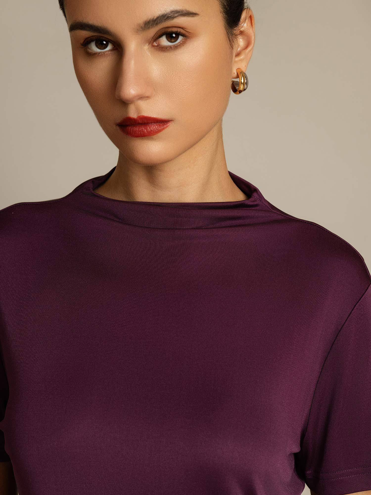 [Violette] SilkSilky-FR Soie Col Chemise Femme T-Shirt 004