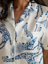 [Girafe Blanche] SilkSilky-FR Short Sleeve Notch Collar Femme Pyjamas 006