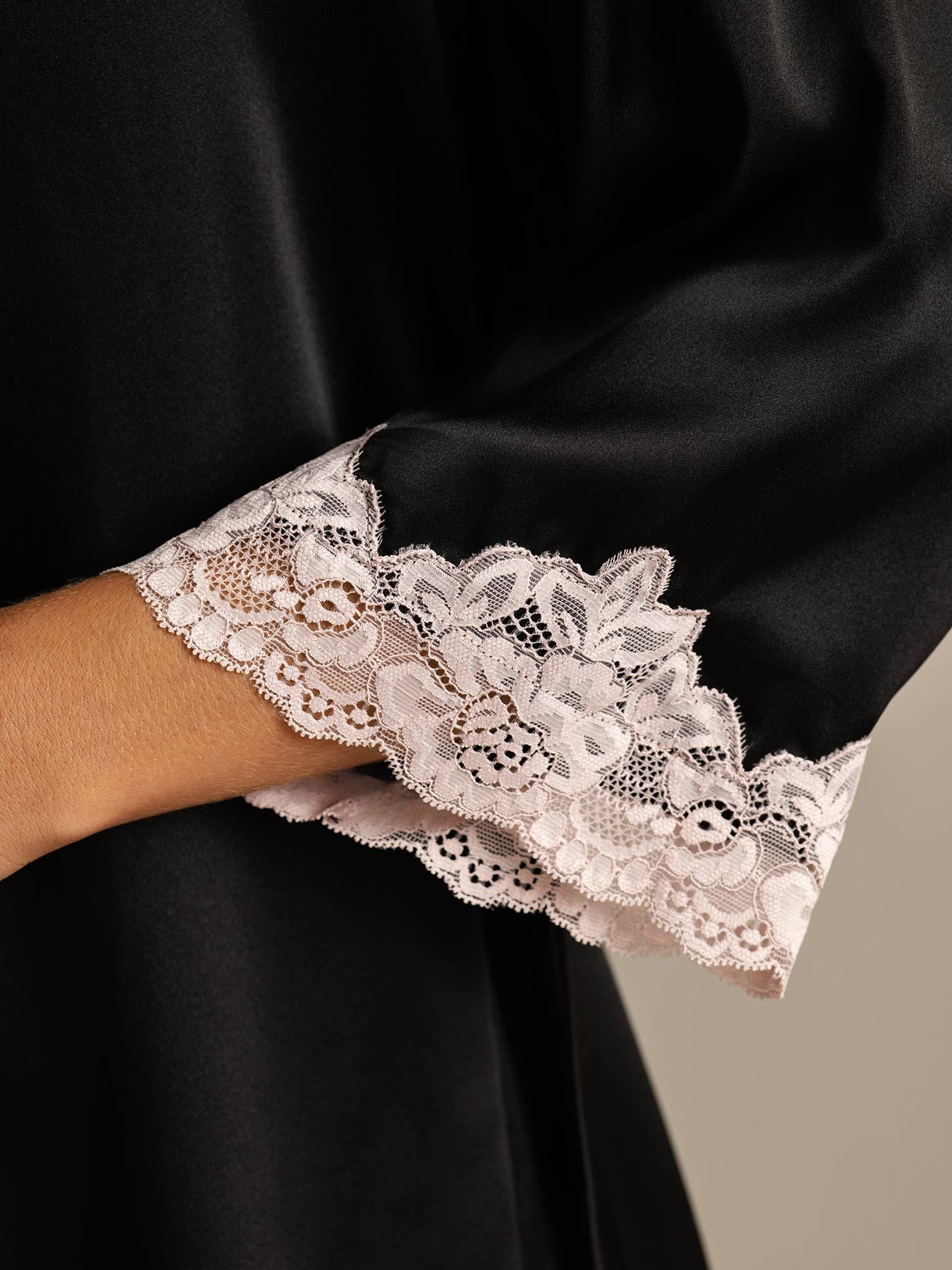 [Noir] SilkSilky-FR Soie Womens Robe 004